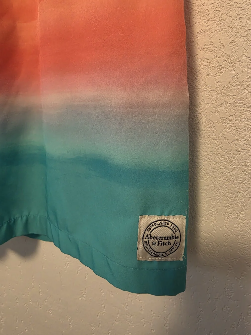 Abercrombie Kids Gradient Coral to Aqua Swim Shorts Size 11/12